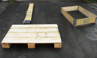 Pallet with collapsible collars